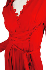 1970s Red Moss Crepe Corset Ossie Clark