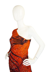 1990s Beaded Ombre Silk Chiffon Gown