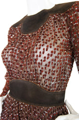 1970s Rare Silk & Suede Jean Muir Dress