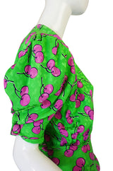 1980s Silk Givenchy Green Cherry Dress