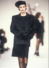 Documented Fall 1990 Yves Saint Laurent Cashmere Jacket w Leather Braid Closures