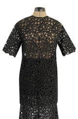 Resort 2015 Valentino Bold Black Lace Full Length Skirt w Matching Tunic / Mini Dress Set