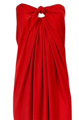Iconic c1976 Halston Strapless Tie Front Sarong Red Jersey Dress