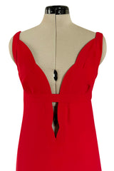 Fabulous Fall 2012 Valentino Red Silk Crepe Jersey Dress w Deep Scalloped Front Plunge