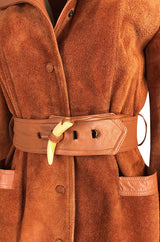 1970s Giorgio Sant'Angelo Orange Colored Suede & Leather Jacket