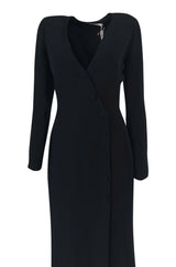 Fall 2005 Christian Dior Supermodel Length Navy Side Button Dress