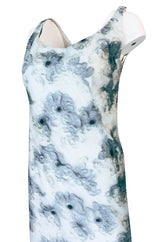 c.1963 Maggy Rouff Haute Couture Pale Metallic Blue Net & Ribbon Dress