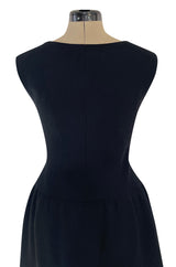 Outstanding 1960s Norman Norell Black Wool Crepe Dress w Full Tiered Skirting