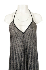 Spring 1976 Missoni Black & White Dot Print Liquid Jersey Plunge Bare Back Dress