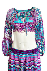 Spring 1970 Donald Brooks Documented Cropped Top & Pants Silk Set