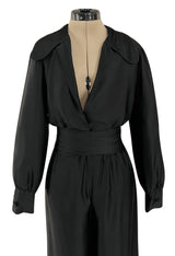 Chic Fall 1972 Christian Dior by Marc Bohan Haute Couture Black Silk Pant Set