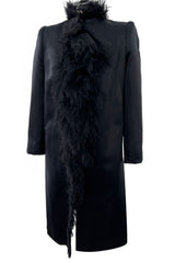 Iconic Fall 2000 Chanel by Karl Lagerfeld Haute Couture Black Silk Tulle Ruffle Evening Coat