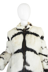 1970s Spotted Rabbit and Leather Fur Coat