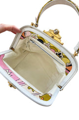 1960s Emilio Pucci Soft Pink Floral Pinted Silk Top Handle Mini Bag