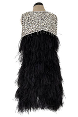 Gorgeous Fall 2010 Loris Azzaro by Vanessa Seward Runway Ostrich Feather & Huge Crystal Dress