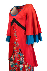 1971 Giorgio Sant' Angelo Medieval Collection Printed Jersey Dress