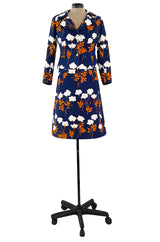 Spring 1973 Givenchy Haute Couture Lovely Long Stem Floral Print Dress & Jacket Set