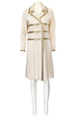 1960s Unlabeled Mr. Blackwell Beaded Ivory Wool Jersey Coat