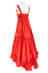 Resort 2008 Oscar de la Renta Look 56 Bright Coral Silk Full & Open Tiered Runway Dress