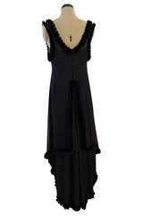 Gorgeous Fall 2003 Chanel by Karl Lagerfeld Black Silk Chiffon Dress Set w Fur Trim