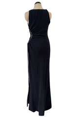 Incredible Spring 2004 Valentino Deep Blue Bias Cut Dress w Open Side Laced Cut Out