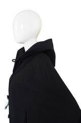 1960s Black Hooded Wool Cape