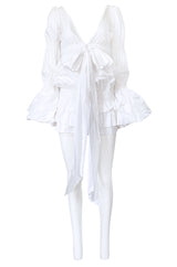 Spring 2006 Roberto Cavalli White Cotton Plunging Mini Dress