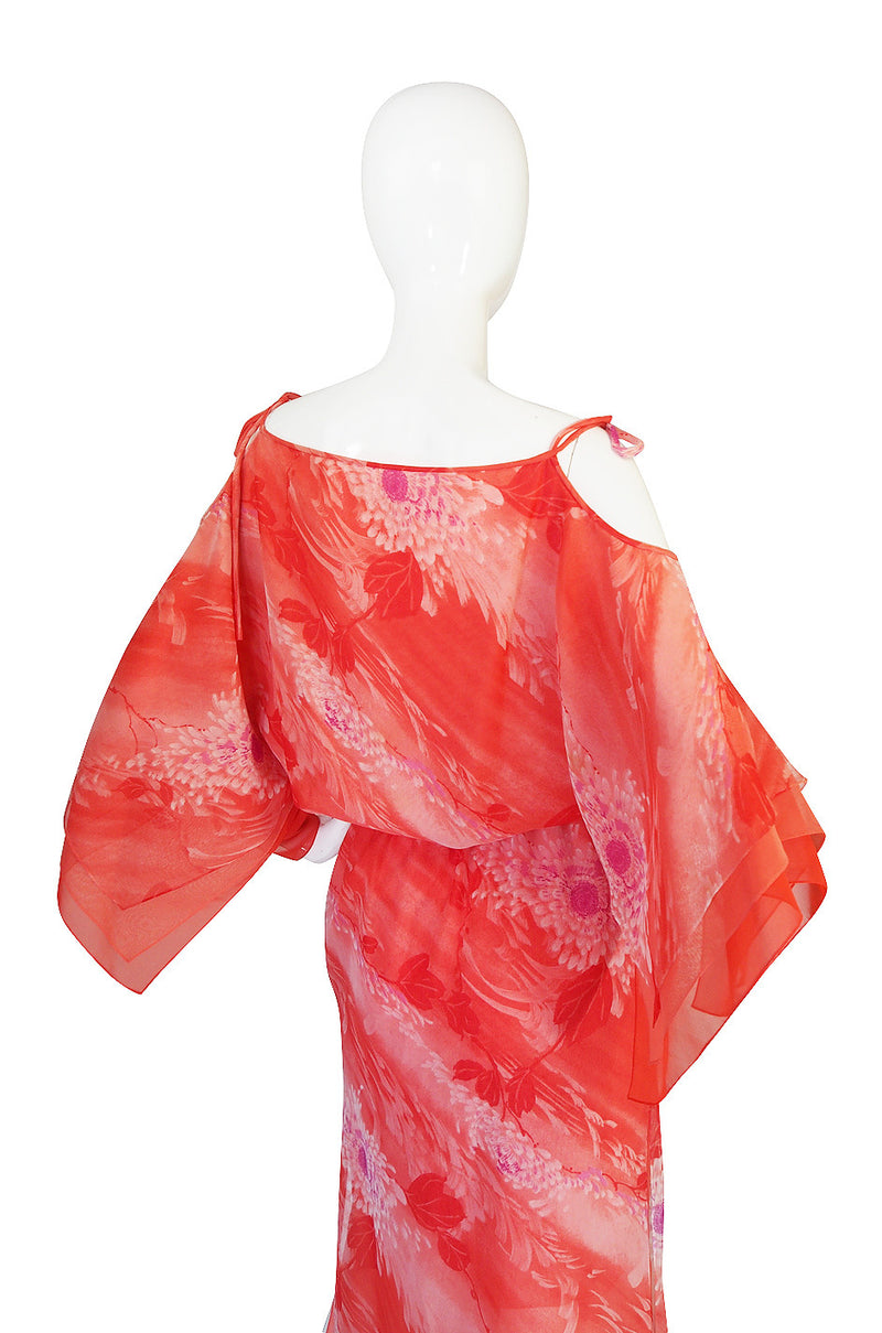 1970s Layered Silk Chiffon Travilla Maxi Dress