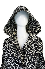 1960s Aquascutum Hooded Zebra Print Hooded Coat