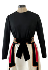 Folkart Feeling 1970s Kent Originals Rick Rack & gold Metallic Detail Applique Dress