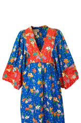 1960s Young Innocents by Arpeja Cotton Floral Print Caftan Dress