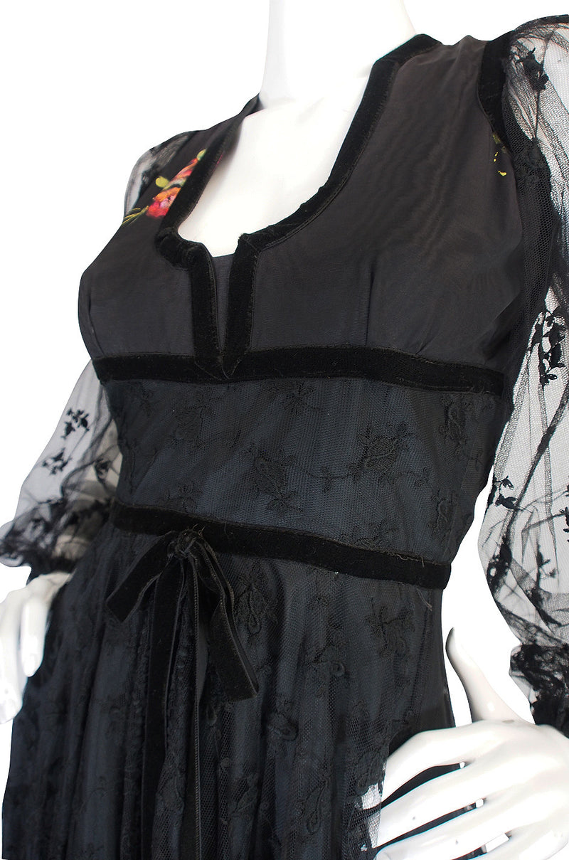 1974 Hand Painted Thea Porter Couture Corset Dress