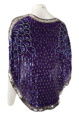 1970s Unlabeled Purple & Silver Sequin and Bead Cape or Top