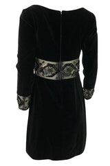 1967 Jacques Heim Couture Bead & Transparent Panel Velvet Dress