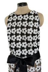 Spring 2015 Chanel by Karl Lagerfeld Black Net & White Sequin Flower Pant & Top Set