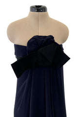 Beautiful Spring 2013 Lanvin by Alber Elbaz Deep Blue Strapless Dress w Bow Detail