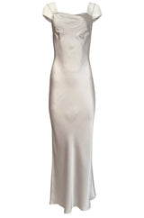 1990s-2000s Christian Lacroix Black Silk Chiffon Trained Dress w Ivory Slip