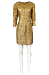 Fall 1991 Yves Saint Laurent Documented Gold Brocade Shift Dress