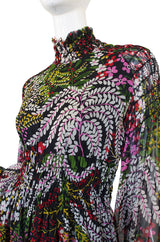 1970s Scott Barrie Silk Ruched Maxi Dress