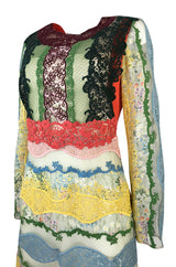 Resort 2016 Valentino Lace, Silk and Cotton Backless Patchwork Dress