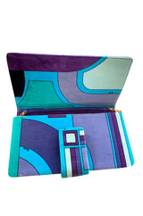 1970s Emilio Pucci Large Convertible Velvet Print Clutch Bag