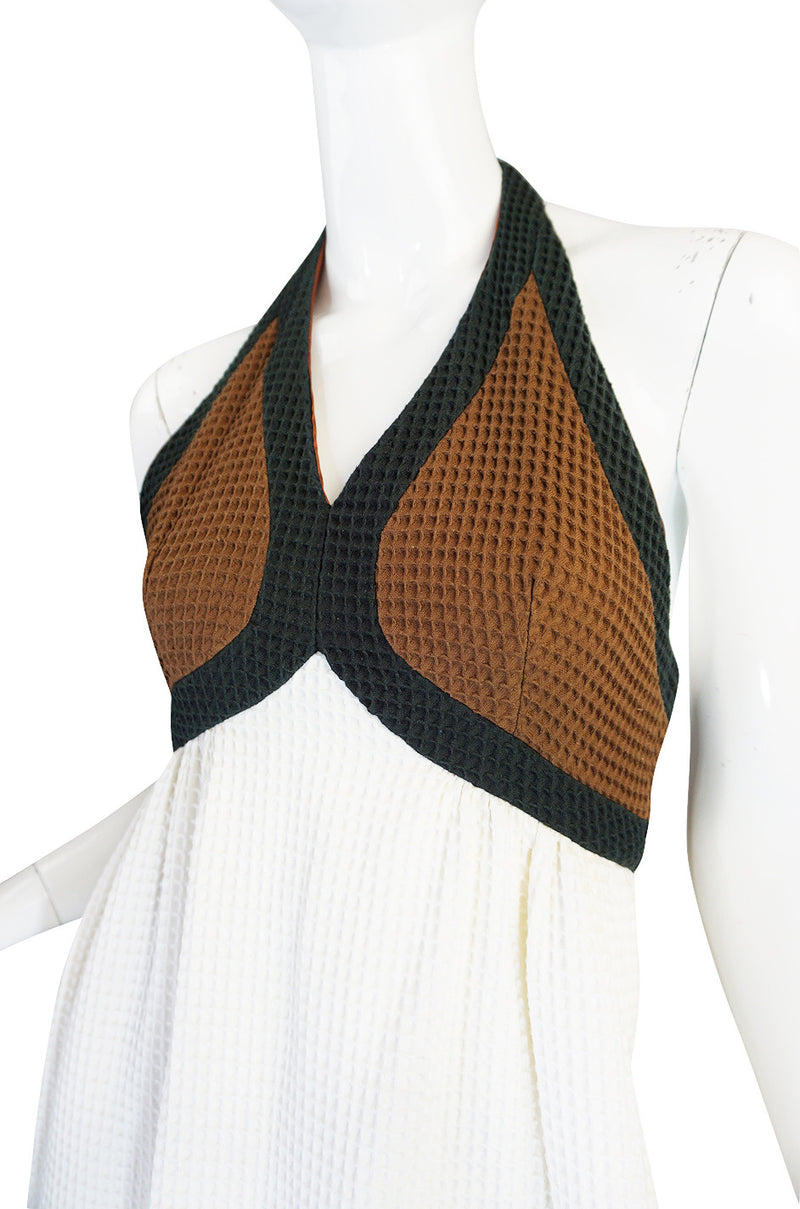 1960s Geoffrey Beene Boutique Waffle Weave Halter Dress