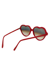 Vintage Big Red Heart Sunglasses w Mirrored Graduated Lenses