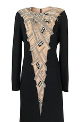 1960s Mr Blackwell Custom Label Crystal, Bead and Pearl Illusion Dress