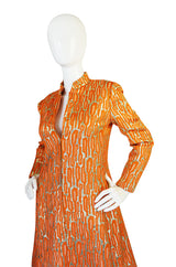 1960s Orange & Gold Metallic Silk Brocade Larry Aldrich