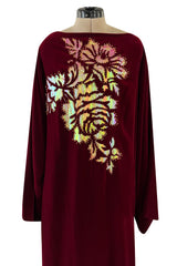 Exceptional Mid-1980s Paco Rabanne Haute Couture Velvet Beaded Caftan Dress