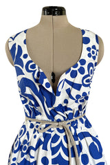 Prettiest 2000s Marni by Consuelo Castiglioni Vivid Blue & White Floral Print Dress