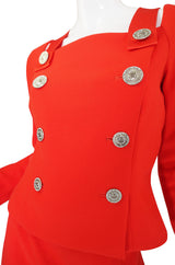 Documented S/S 1994 Gianni Versace Couture Red Military Suit