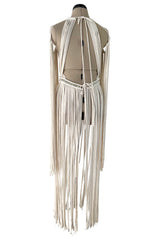 Spectacular Vintage Unlabeled Hand Made Rope & Silver Metal Bead Macrame Overpiece Dress