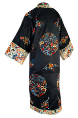 Fabulous 1920s Extensively Hand Embroidered Black Silk Asian Evening Coat